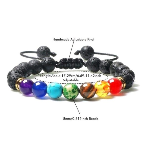 Chakra (Men/Women)-(Yoga)-(Bracelet)-(Lava Stone)-(Bracelet Size Pictured)-$30 - Picture 3 of 5